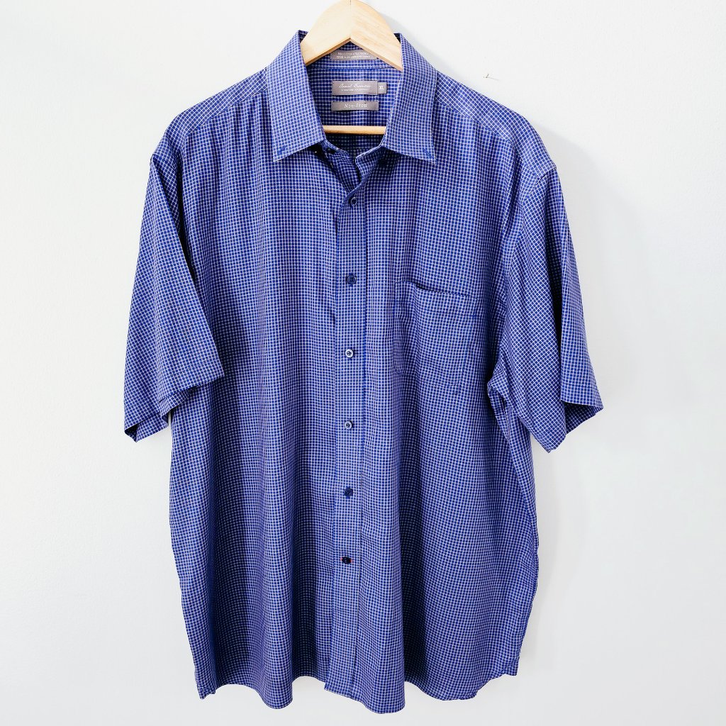 Daniel Cremieux Blue Cotton & Lyocell Button Shirt Size Xl Short Sleeve Read